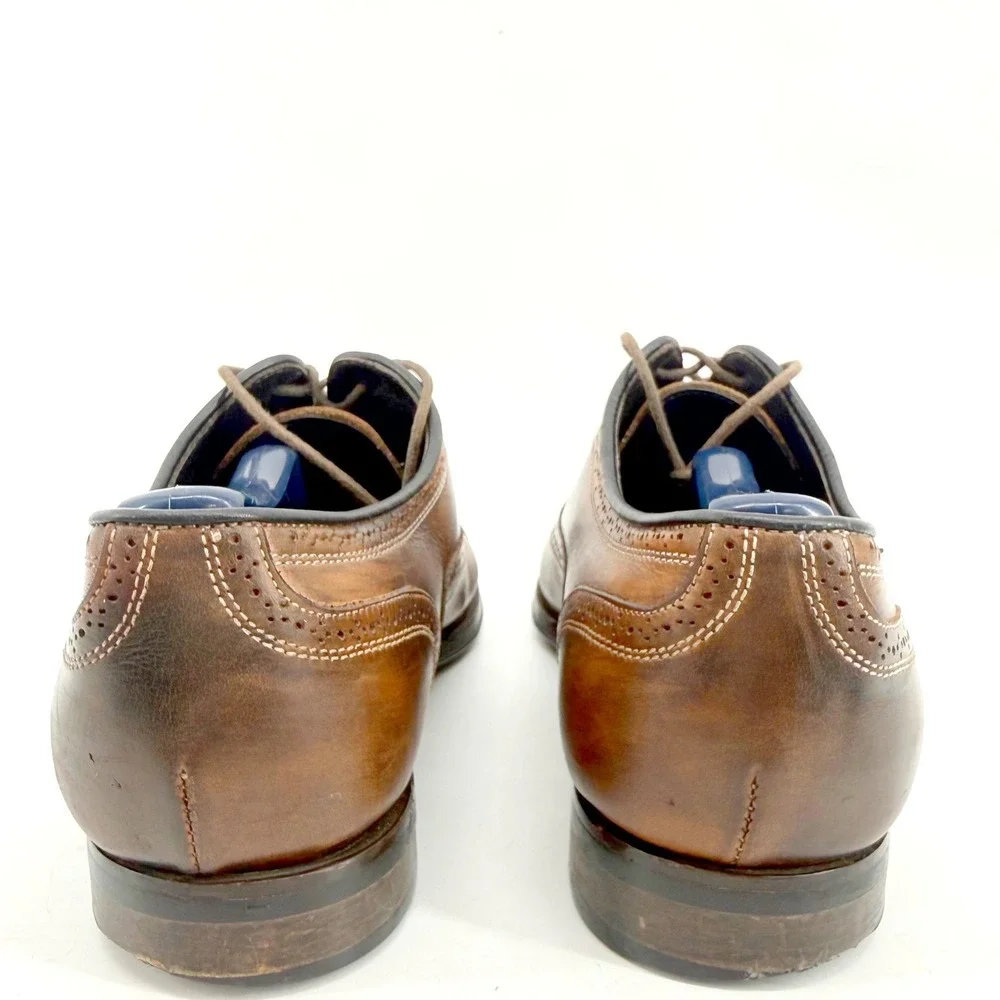To Boot New York Oxford Mens 8 Brown Medallion Cap Toe Leather Italy Heritage